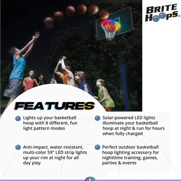 Brite Hoops  – Multi-Colored LED Basketball Rim lights - Picture 2 of 5